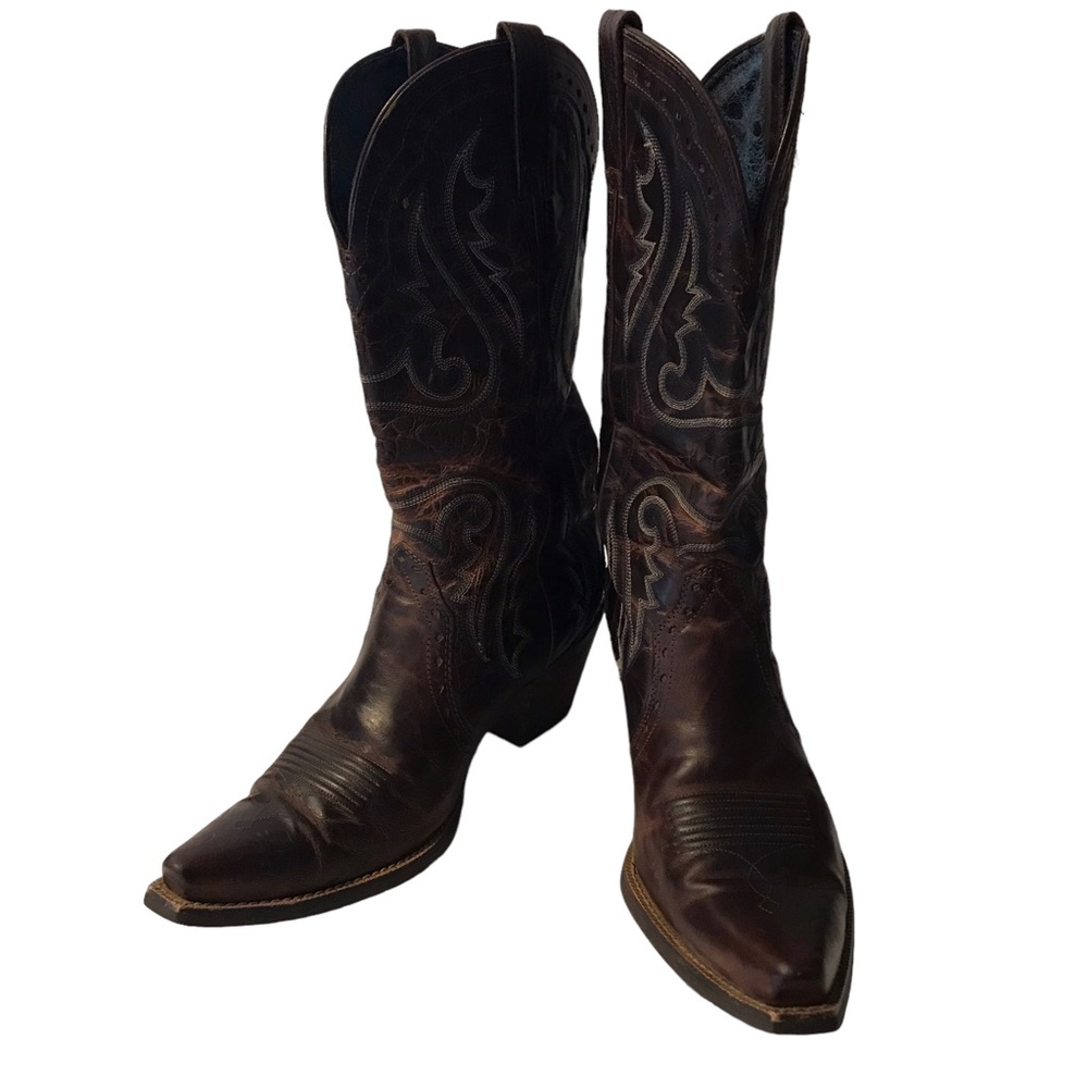 Ariat Dark Brown Leather Western Heeled Cowboy Boots